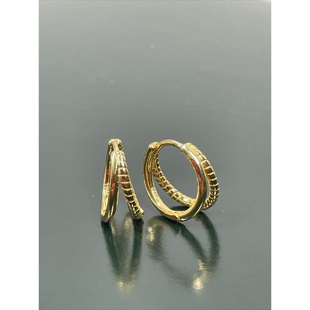 Shashi Baby Jiji 925 Sterling Gold Plate Double-Band Hoop Small Huggie Earrings
